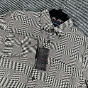 Cremieux Chamonix Shirt Mens Medium Gray Plaid Long Sleeve Button Down New